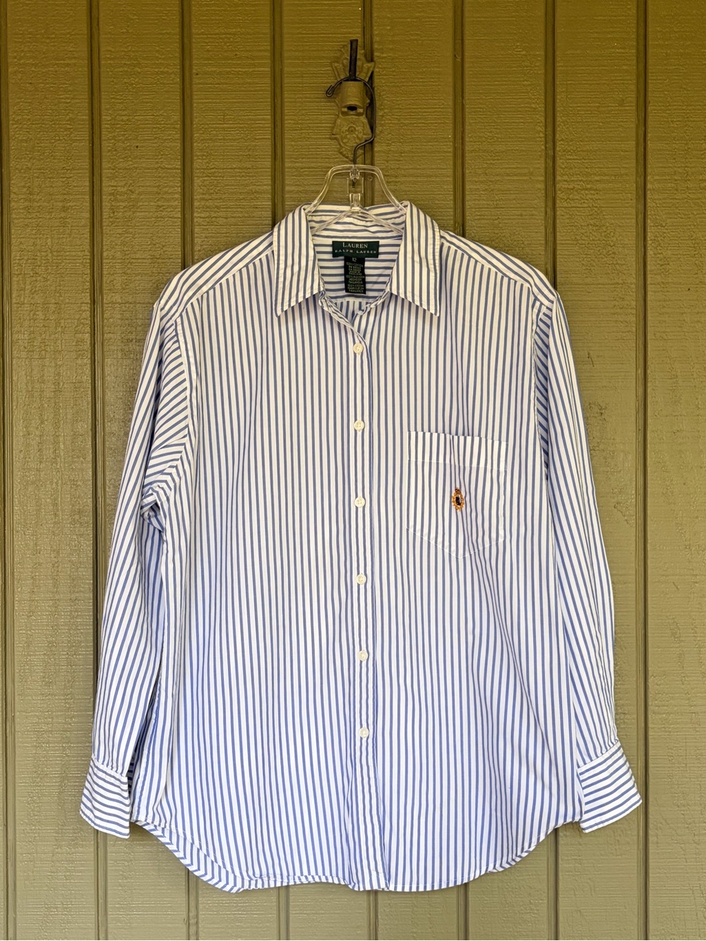 Y2K Lauren Ralph Lauren Striped Crest Button Down Shirt 12
